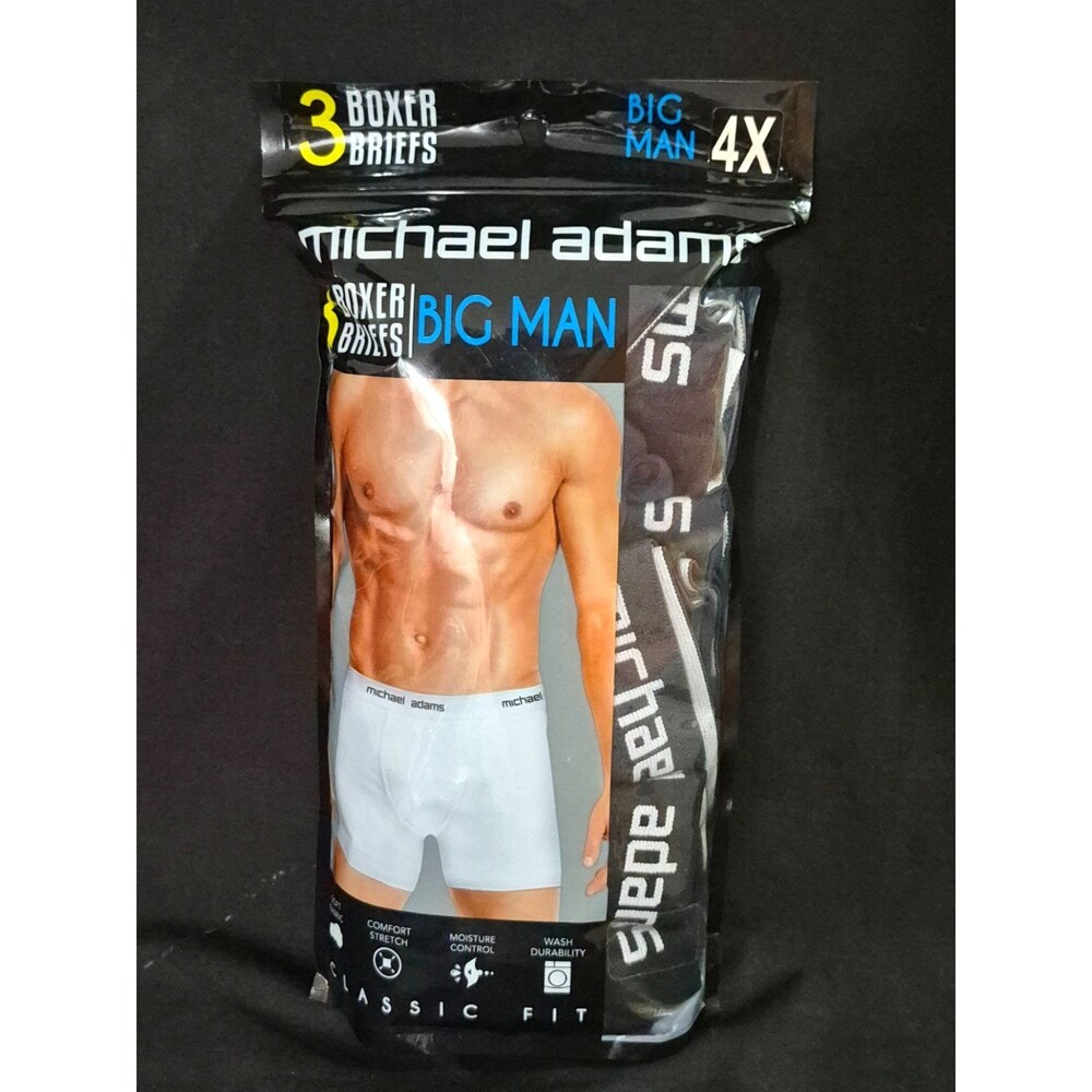Michael Adams Big Man Size 4X Set Of 3 Boxer Briefs Classic Fit New